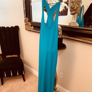 Turquoise racer back maxi dress szM